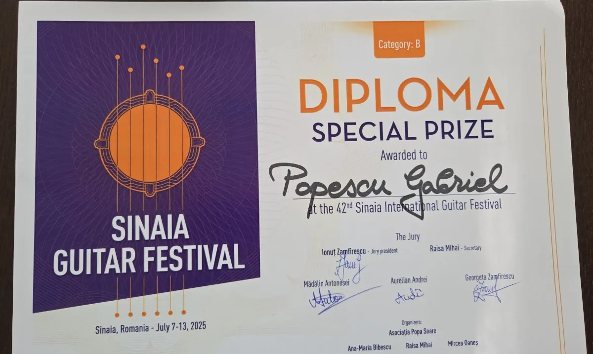 Imagine pentru Premiul Special - Sinaia International Guitar Festival 2025